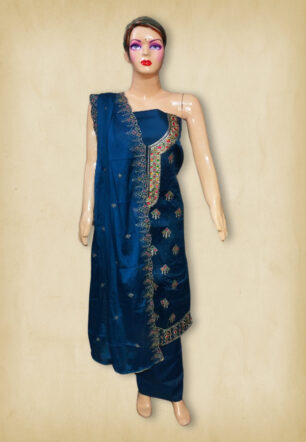 Jam Cotton Silk Salwar suits Material (Blue Color)