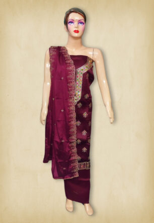 Jam Cotton Silk Salwar suits Material (Maroon Color)