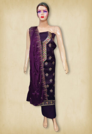 Jam Cotton Silk Salwar suits Material (Wine Color)
