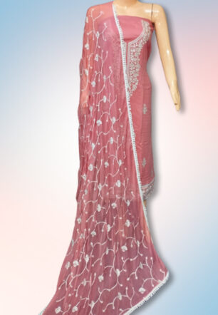 Lakoji Fabric Suit Material with Heavy Jaal work Dupatta (Pink Color)